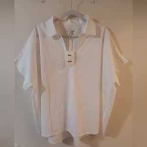 Free Assembly White Short-Sleeve Polo Shirt